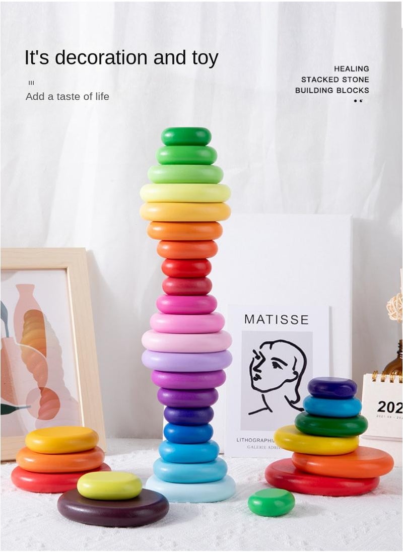 Classic non-toxic color Stack rainbow tower ring stack toy for kids  - Image 4
