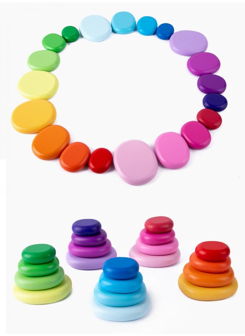 Classic non-toxic color Stack rainbow tower ring stack toy for kids  - Image 2