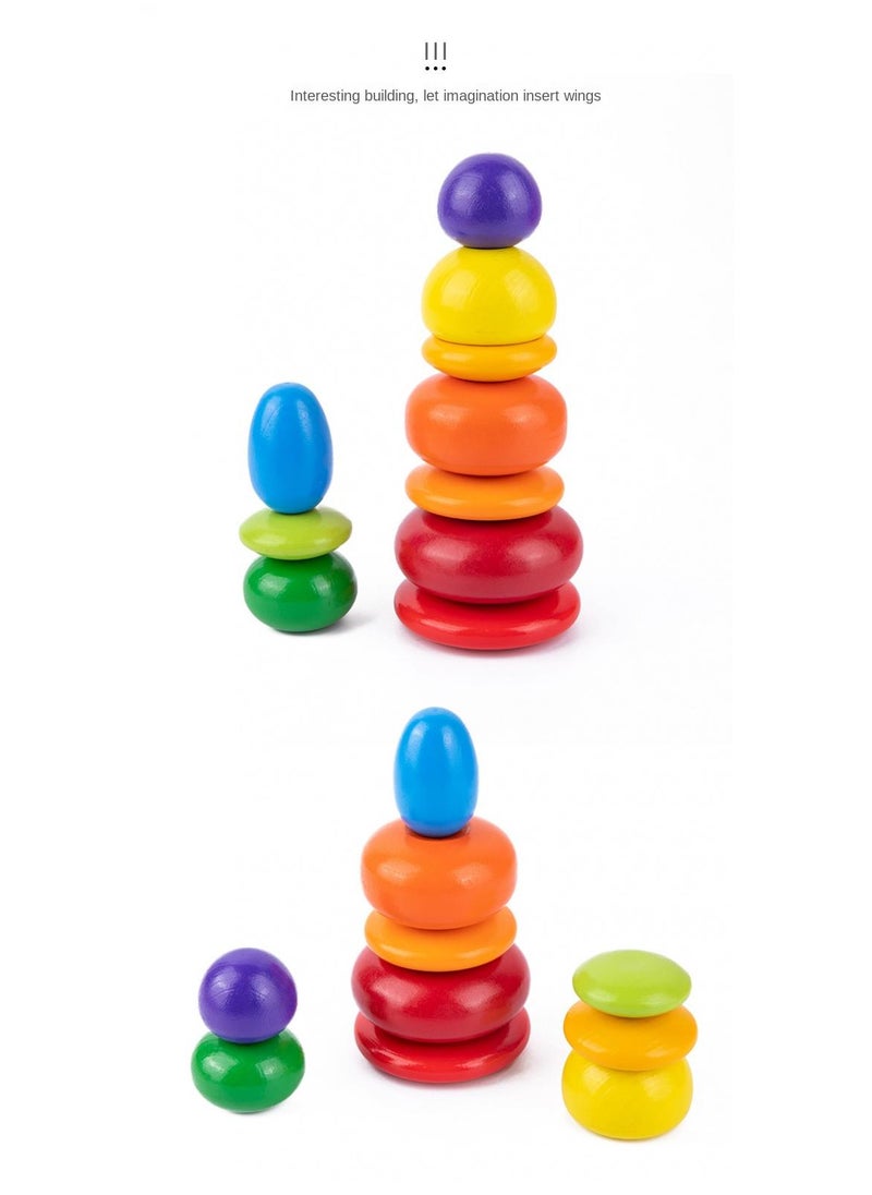 Classic non-toxic color Stack rainbow tower ring stack toy for kids  - Image 5