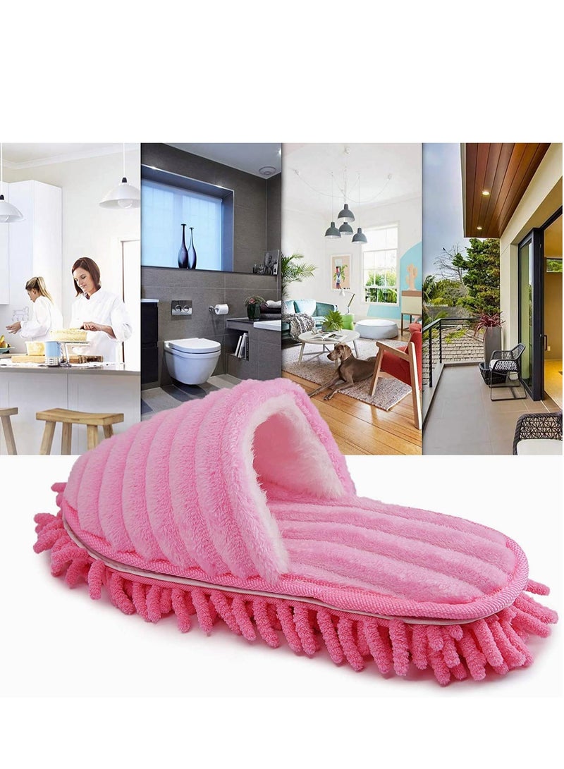 Zikra Mop Socks Lazy Mop Slippers Walking Cleaning Indoors Warm Shoes Home Dust Cleaning Floor Polishing Slippers Chenille Hair Clean for Kitchen House Office Cleaning S Pink - Image 5