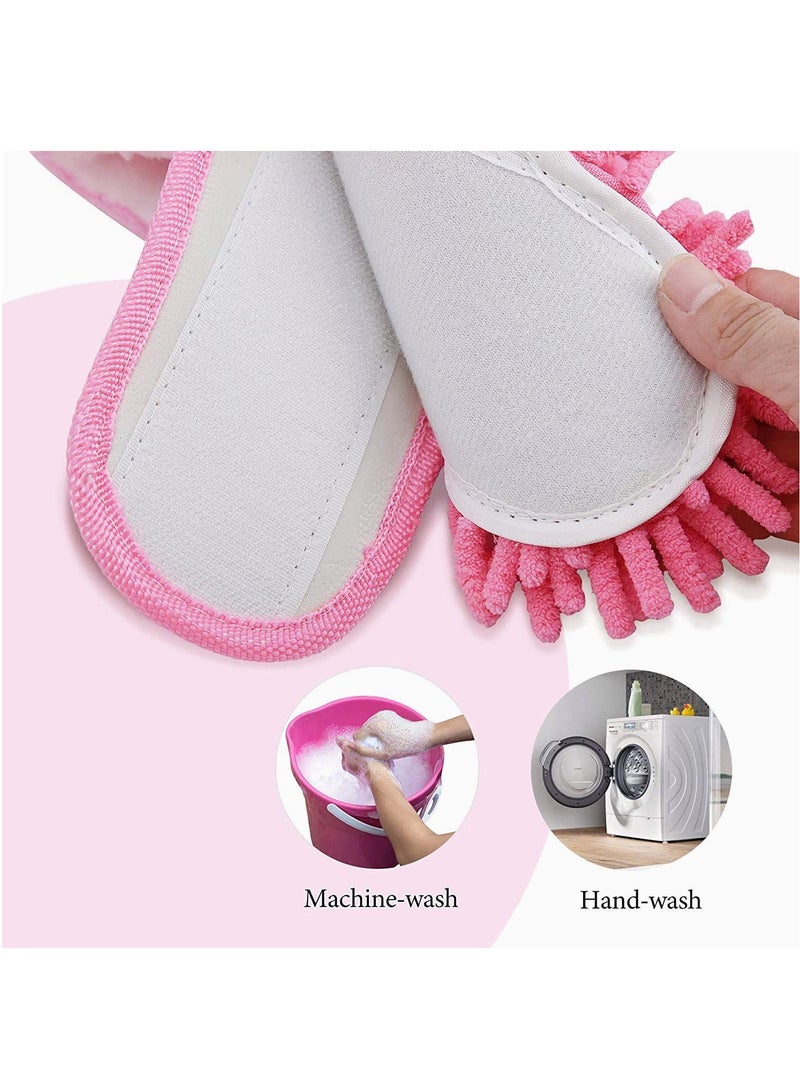 Zikra Mop Socks Lazy Mop Slippers Walking Cleaning Indoors Warm Shoes Home Dust Cleaning Floor Polishing Slippers Chenille Hair Clean for Kitchen House Office Cleaning S Pink - Image 4