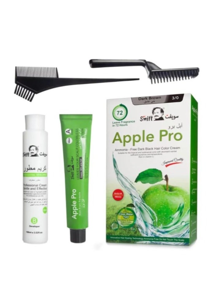 سويفت صبغة شعر ابل برو( بني غامق) كريمي بتغطية 100% للشعر الأبيض من سويفت خالية من الامونيا 02 مصنوعة من مكونات عشبية طبيعية  لتوفر تغذية غنية للشعر وفروة الراس 2*100 مل - Image 1