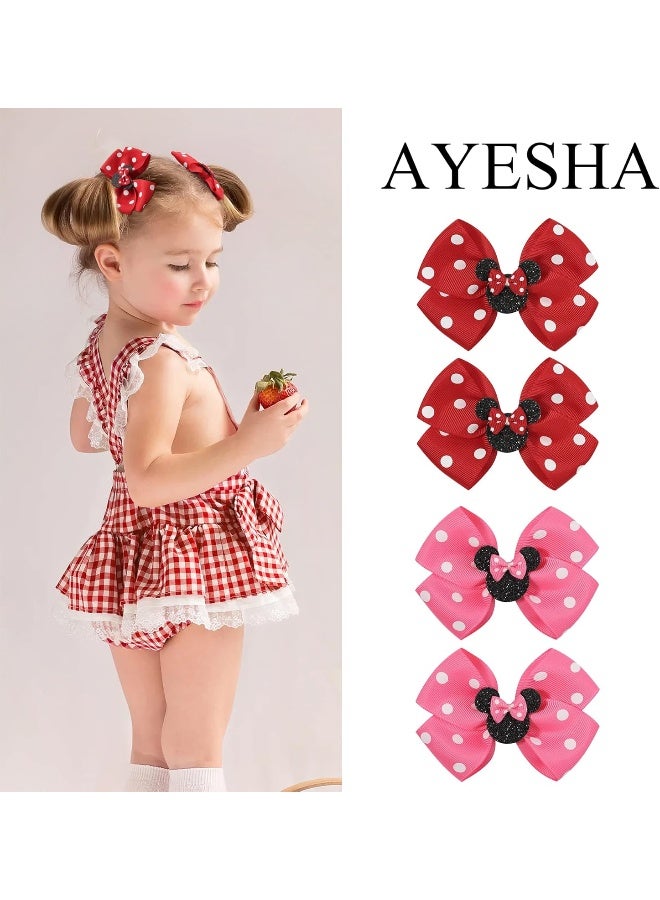 Ayesha 8pcs Mouse Ears Bow Clips for Toddler Girls Mouse Hair Bows Hair Clips Polka Dot Bows for Birthday Parties Themed Parks - Image 4
