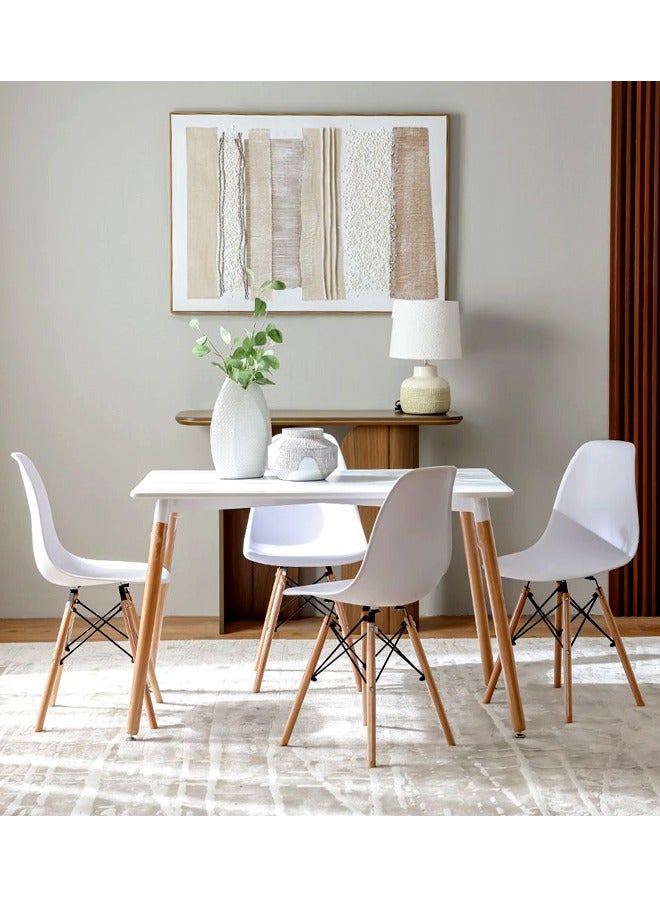 Set of 5 Pieces, Wooden Dining Table With 4 Fiber Chairs Set 120*70 CM - Image 3