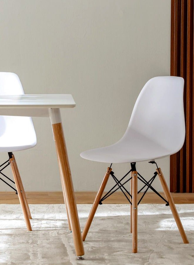 Set of 5 Pieces, Wooden Dining Table With 4 Fiber Chairs Set 120*70 CM - Image 4