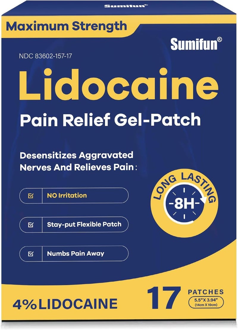 Sumifun لصقات سومي فون 4 ليدوكائين أقصى قوة 31 قطعة لصقة جل مسكن للألم لآلام العضلات وآلام الظهر والركبة والرقبة وآلام المفاصل مسكن موضعي عدد كبير 17 - Image 1