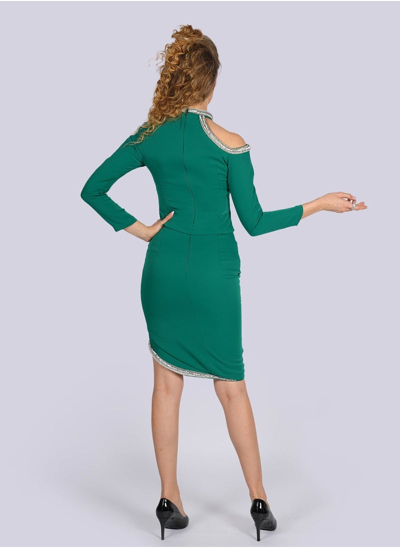 NIVA FASHION HOUSE Moss - Rose Top Shoulder Cut-Out Crepe Top  - Image 3
