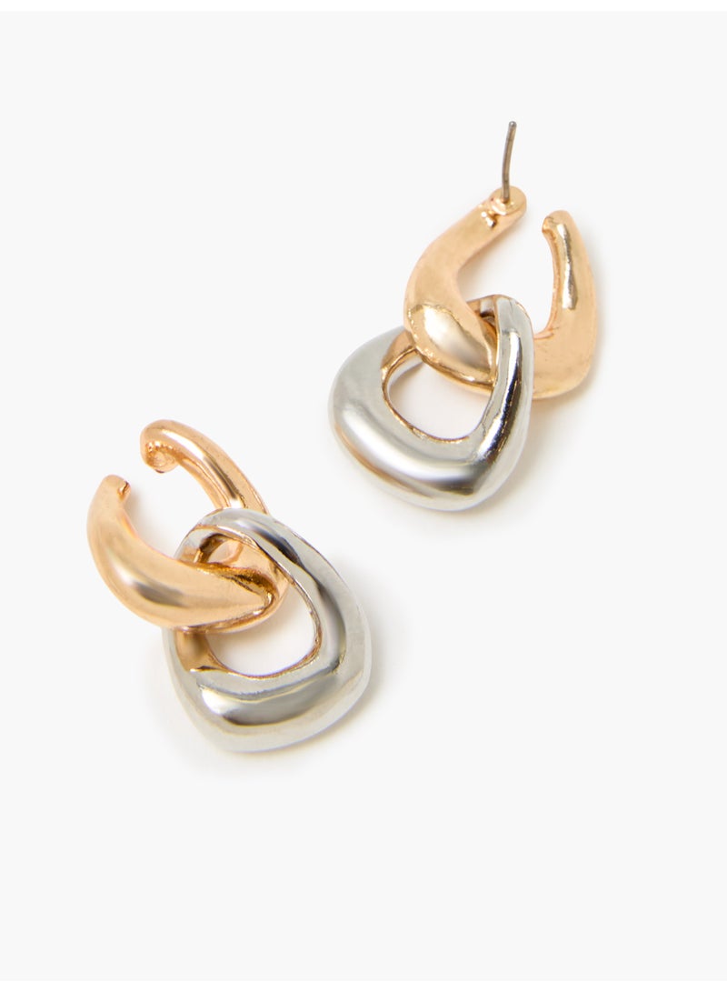 French Connection UK Twist Mixed Metal Line Drop Earrings - Image 2