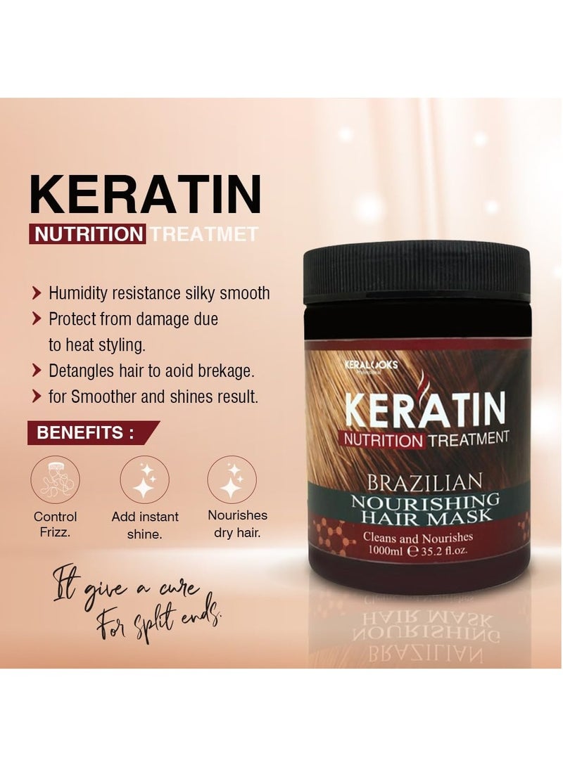 keralooks professional Keralooks professional Keratin Repair Sulphate Free Shampoo 500ml Brazilian Hair Mask 1000ml With Salon Special Hair Serum 100ml Smooth and Chemical treated Hairs. - Image 3