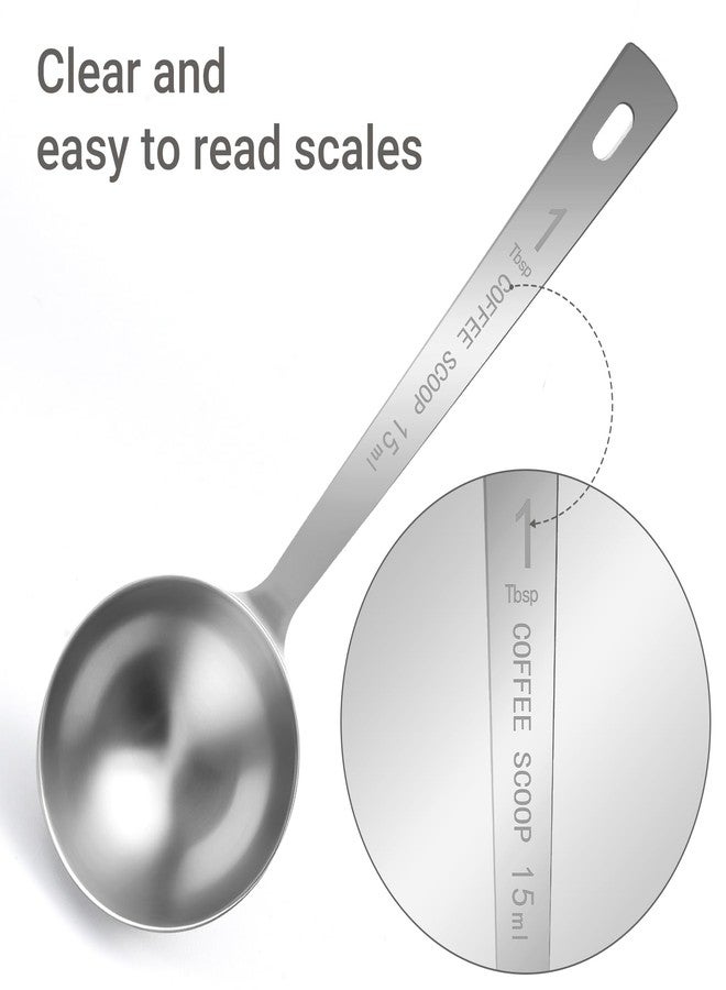 Flezoo 4Pcs Coffee Scoop Spoon - 1 Tablespoon 15ML Stainless Steel Long Handle Measuring Spoons for Ground Coffee, Loose Tea and Powder - Image 3
