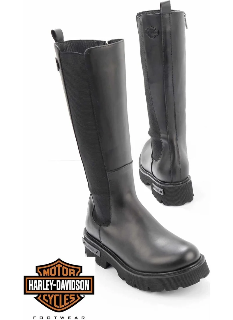 HARLEY DAVIDSON Black Leather Women's Boots & Bootie HD0777056903