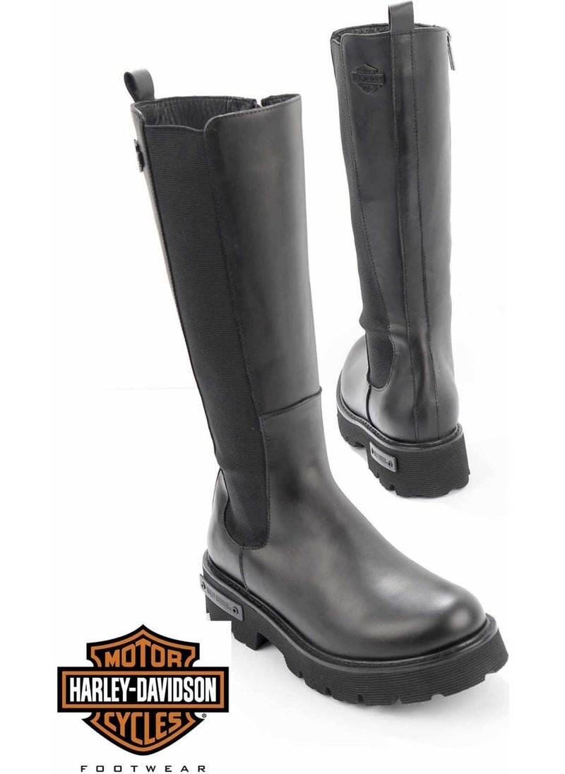 HARLEY DAVIDSON Black Leather Women's Boots & Bootie HD0777056903  - Image 2