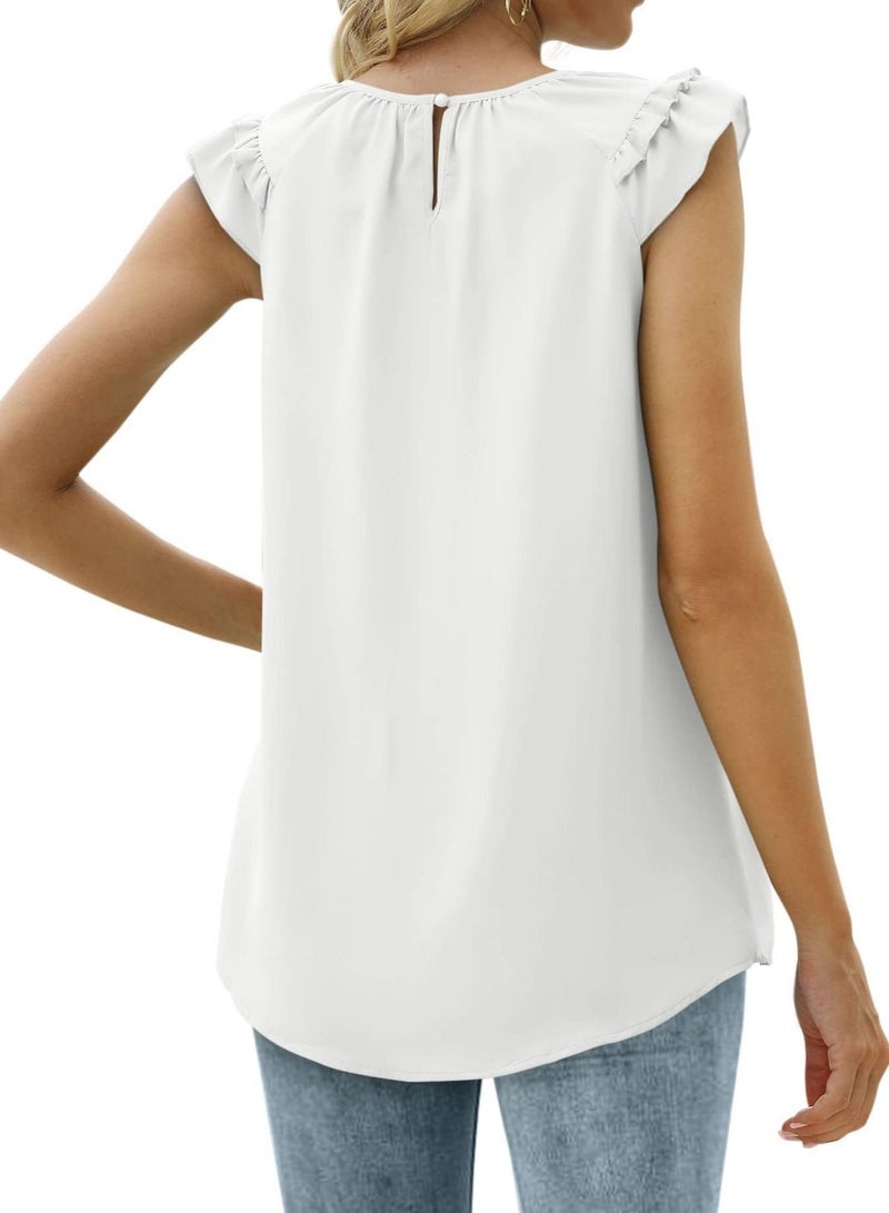 Loquat Women's New Fashion Pleated Sleeveless Chiffon Shirt  - Image 2