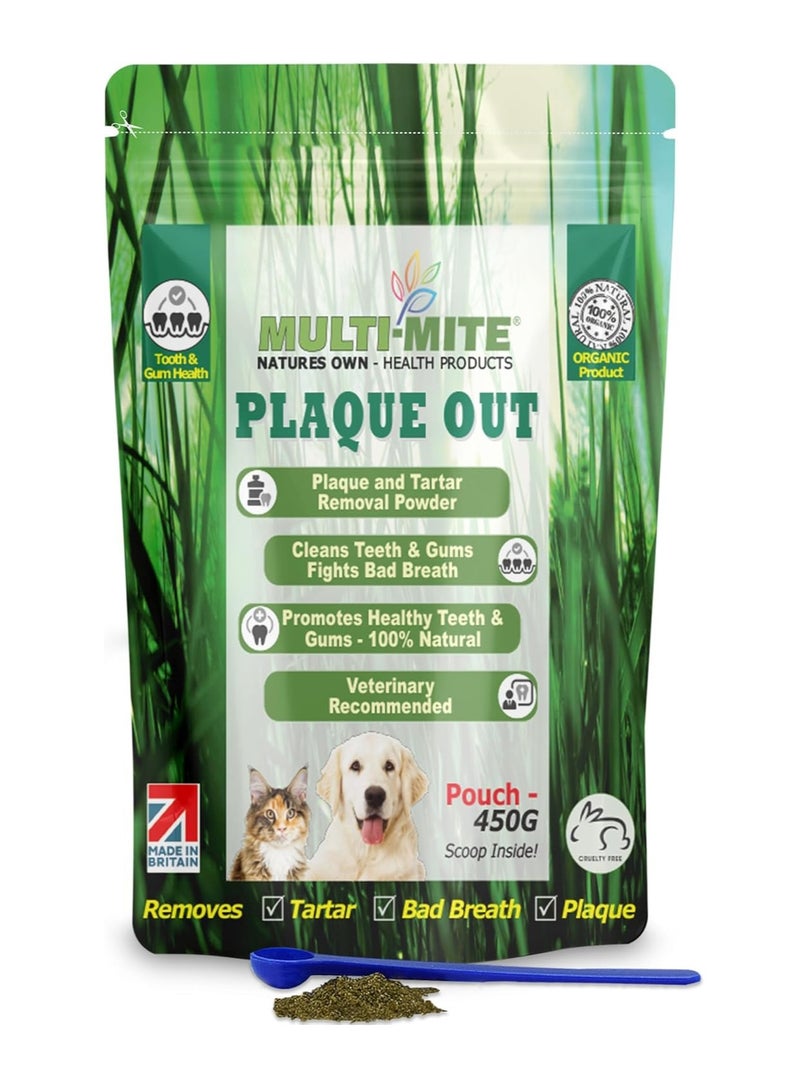 OUT 450G Resealable Pouch Tartar Plaque Off Remover Bad Breath Teeth Gum Care for Dogs Cats 100% Organic - Image 1