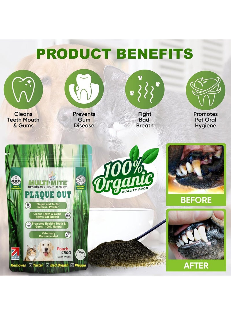 OUT 450G Resealable Pouch Tartar Plaque Off Remover Bad Breath Teeth Gum Care for Dogs Cats 100% Organic - Image 5