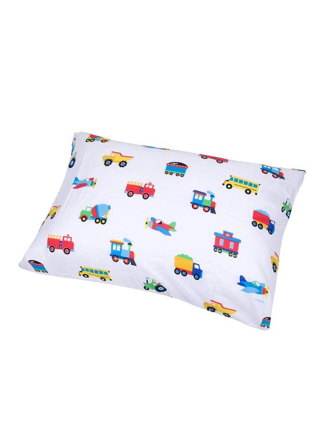 Wildkin Kids Microfiber Toddler Sheet Set for Boys and Girls, Bedding Sheet Set Includes Top Sheet, Fitted Sheet, and One Standard Pillow Case (Trains, Planes and Trucks) - Image 4