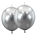 JUSTOTRY Link Balloons 12 Inch 100 Pcs Quick Link Balloon Latex Linking Balloons Connected Linkable Balloon Birthday Wedding Party DecorationsSilver - Image 2