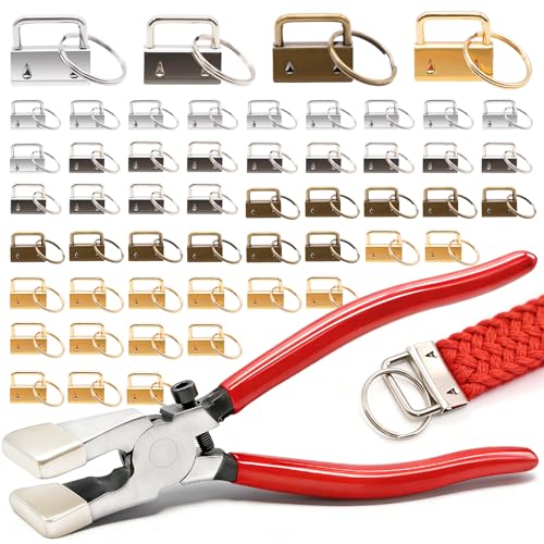 mankk 40PCS 1 inch Key Fob Hardware Set with Key Fob Pliers and Key Ring, Keychain,Lanyard,Wristlet Hardware for Key Fob Hardware Install (4 Colors) - Image 1