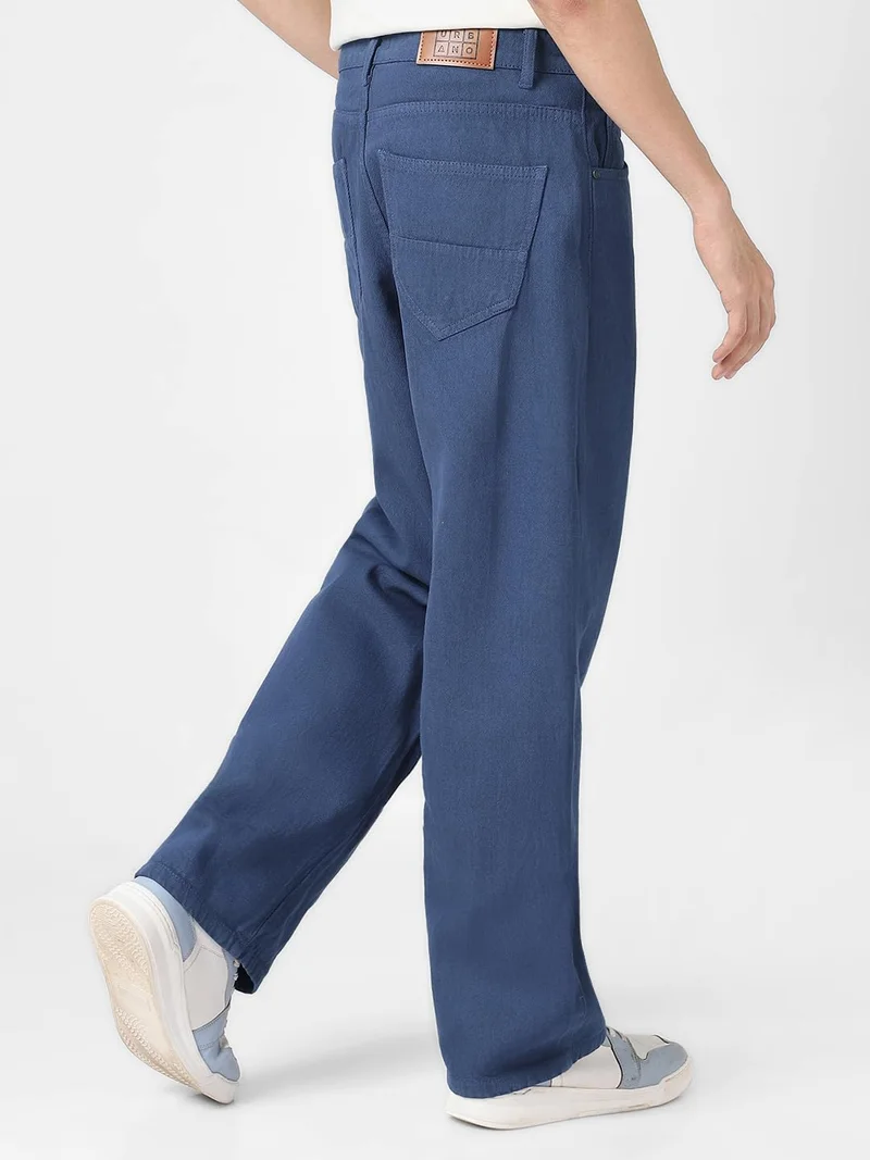 Urbano Fashion  Urbano Fashion Men's Navy Blue Loose Baggy Fit Washed Jeans Non-Stretchable  | Best Price UAE