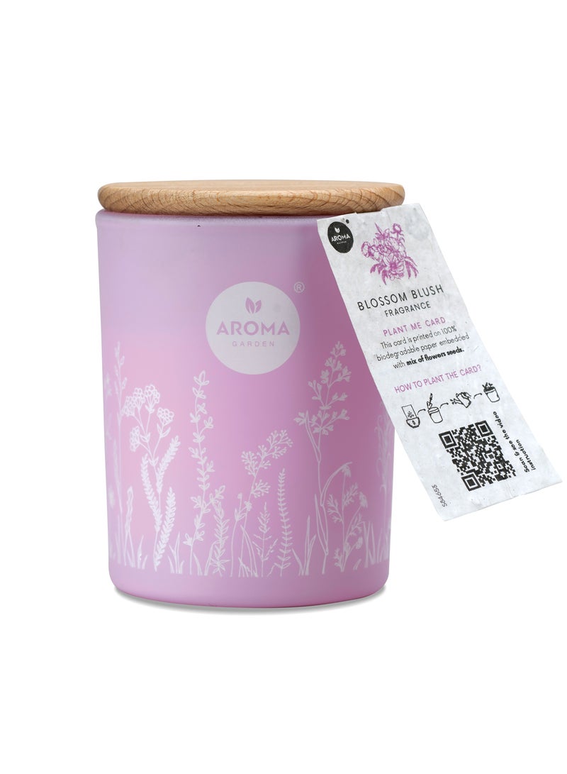 Aroma Home Fresh Garden Natural Wax Scented Candle with Plantable Seed Paper Hanger, Mixed Flower Seeds, Made In Poland (Blossom Blush)