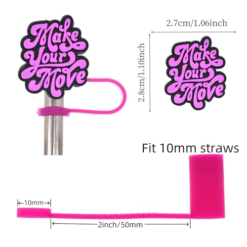 XHAOYEAHX 50PCS phrase Straw Cover Cap for Stanley Cup 30 Oz 40 Oz Tumblers -10mm Cute Straw Tips Toppers Reusable Straws Decoration Stanley Cup Accessories - Image 4