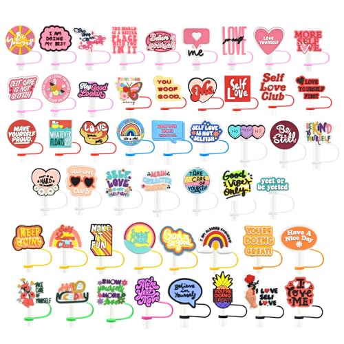 XHAOYEAHX 50PCS phrase Straw Cover Cap for Stanley Cup 30 Oz 40 Oz Tumblers -10mm Cute Straw Tips Toppers Reusable Straws Decoration Stanley Cup Accessories - Image 5