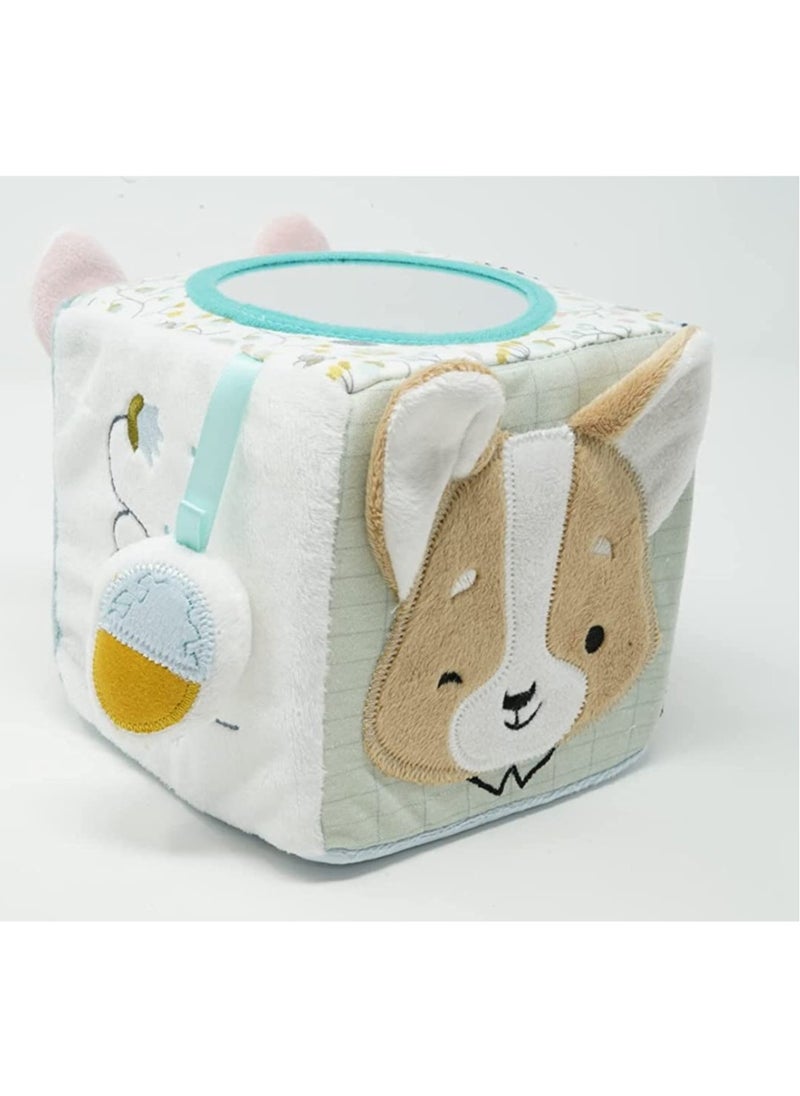 Junior Kingdom Soft Plush Cube Baby Ball with Rattle (14cm) - Textured Sensory Developmental Toy for Infants, Newborns, and Toddlers - Perfect for Hand-Eye Coordination & Playtime  - Image 4