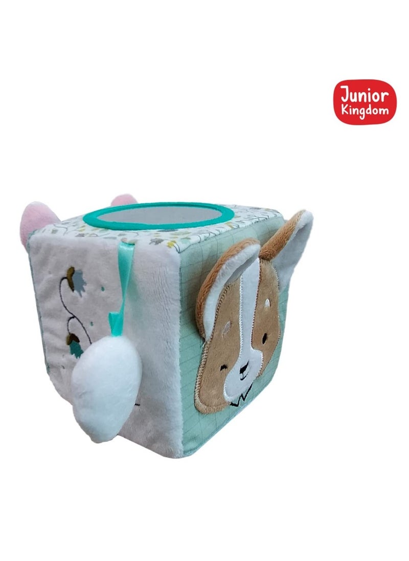 Junior Kingdom Soft Plush Cube Baby Ball with Rattle (14cm) - Textured Sensory Developmental Toy for Infants, Newborns, and Toddlers - Perfect for Hand-Eye Coordination & Playtime  - Image 5