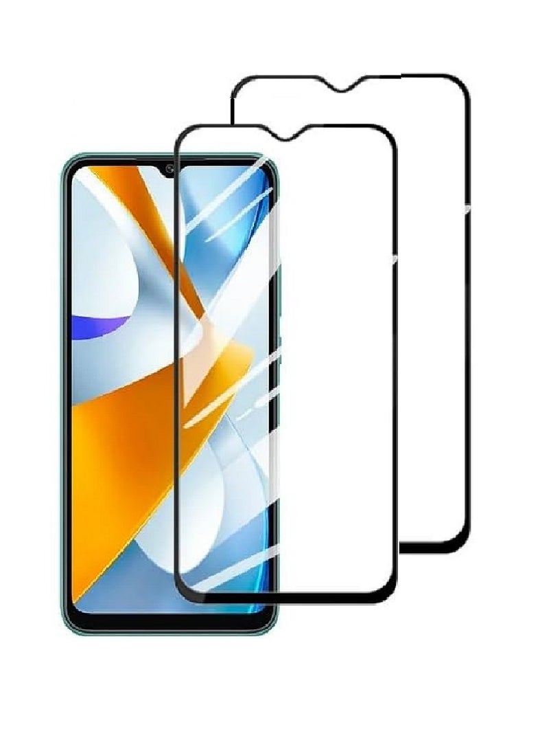 Super 2 Pieces Tempered Glass Screen Protector 5D Designed For Xiaomi Poco C40 Full Glue Edge to Edge Full Screen Coverage And Bubble Free - Image 1