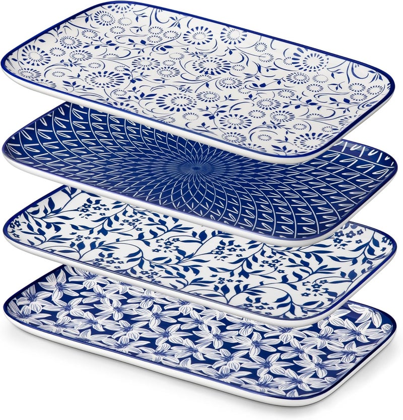 vancasso Serving Platters Set of 4, 12" Inch Rectangular Trays - Serving Platter Extra Large, Ceramic Serving Dish Microwave & Dishwasher Safe - Image 1