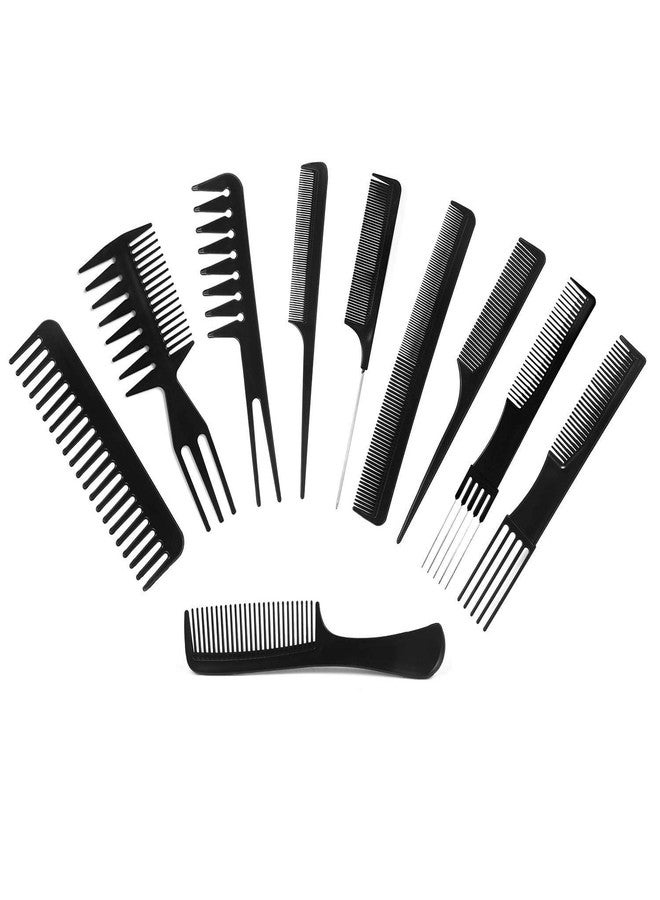 Arooman Salon Hair Cut Styling Hairdressing Professional Multipurpose 10 Pcs Hair Comb Set For Hair Cutting and Styling (BLACK) - Image 2
