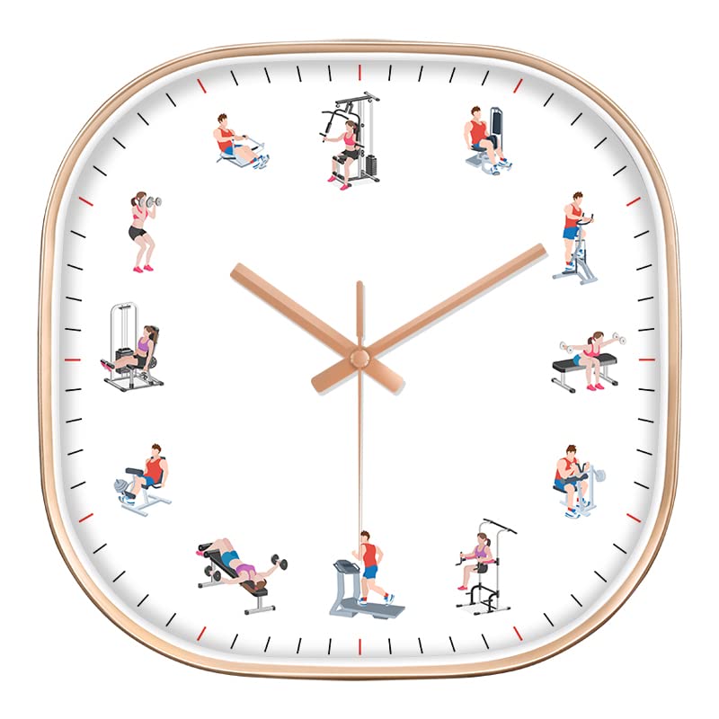 STAR WORK Quartz 12 Inches Premium Wall Clock for Home Stylish Latest Modern Design | Non Ticking Silent Wall Clock - Zero Sound & Disturbance Analog Clock (Gym Square), Glass, multicolor - Image 1