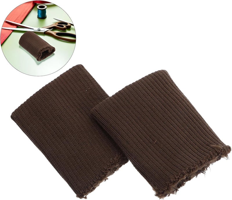CIMAXIC 2 Pairs Rib Knit Cuffs for Jacket: Seamless Rib Cuffs for Sleeve Extending & Replacement - Sewing DIY Sleeve, Soft Polyester, Coffee - Image 4