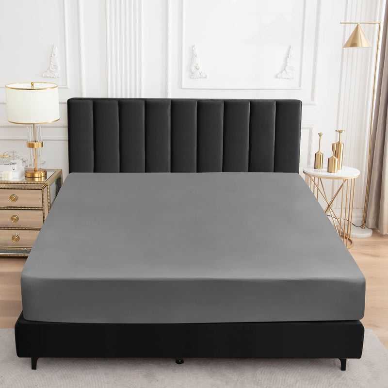 Sufdari Full Size Mattress Protector Waterproof Mattress Protector Fitted Sheet Style Mattress Cover with 18"" Deep Pocket Washable and Comfortable-Gray Full - Image 4
