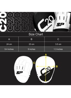 Starpro C20 Boxing Pads for Men Women Faux Leather Training Sparring Punching Mitt Black/White  - Image 2