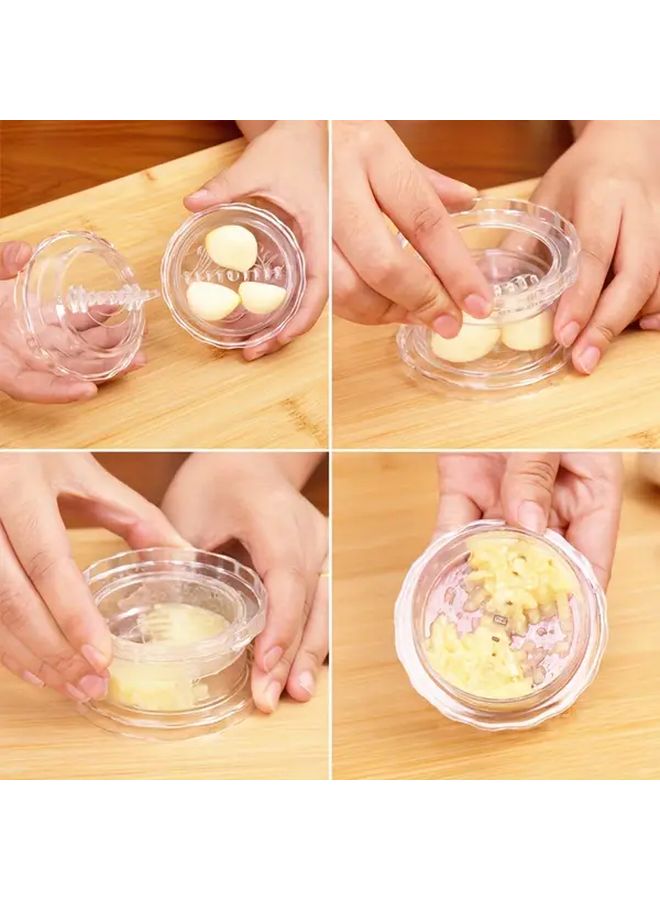 Transparent White Manual Garlic Press and Chopper Efficient Handheld Crusher Kitchen Gadget - Image 5