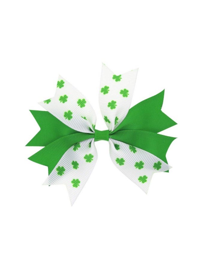 JustMyDress JustMyDress St Patricks Day Baby Girls Ribbon Hairbow Hairband Green Clover Hairpins JHSP02 (Headband HairClips-E)  - Image 3