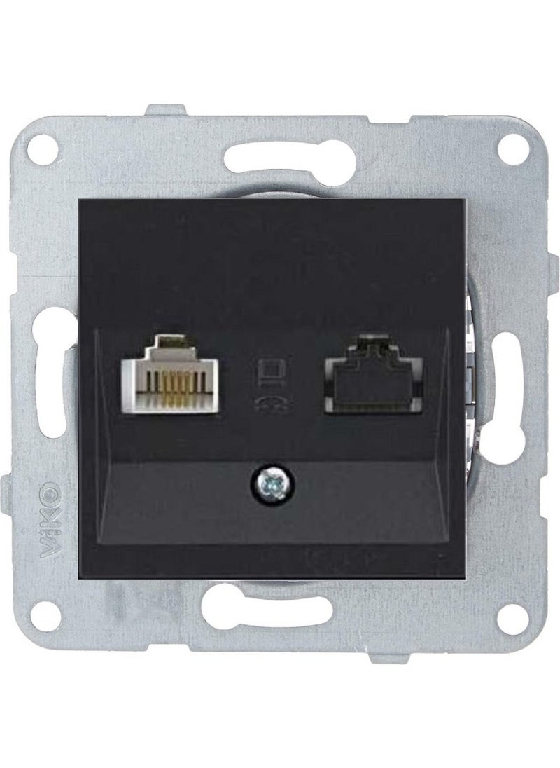 Viko Artline Novella-Trenda Black Telephone Numeris Socket (Cat-3) - Frameless 