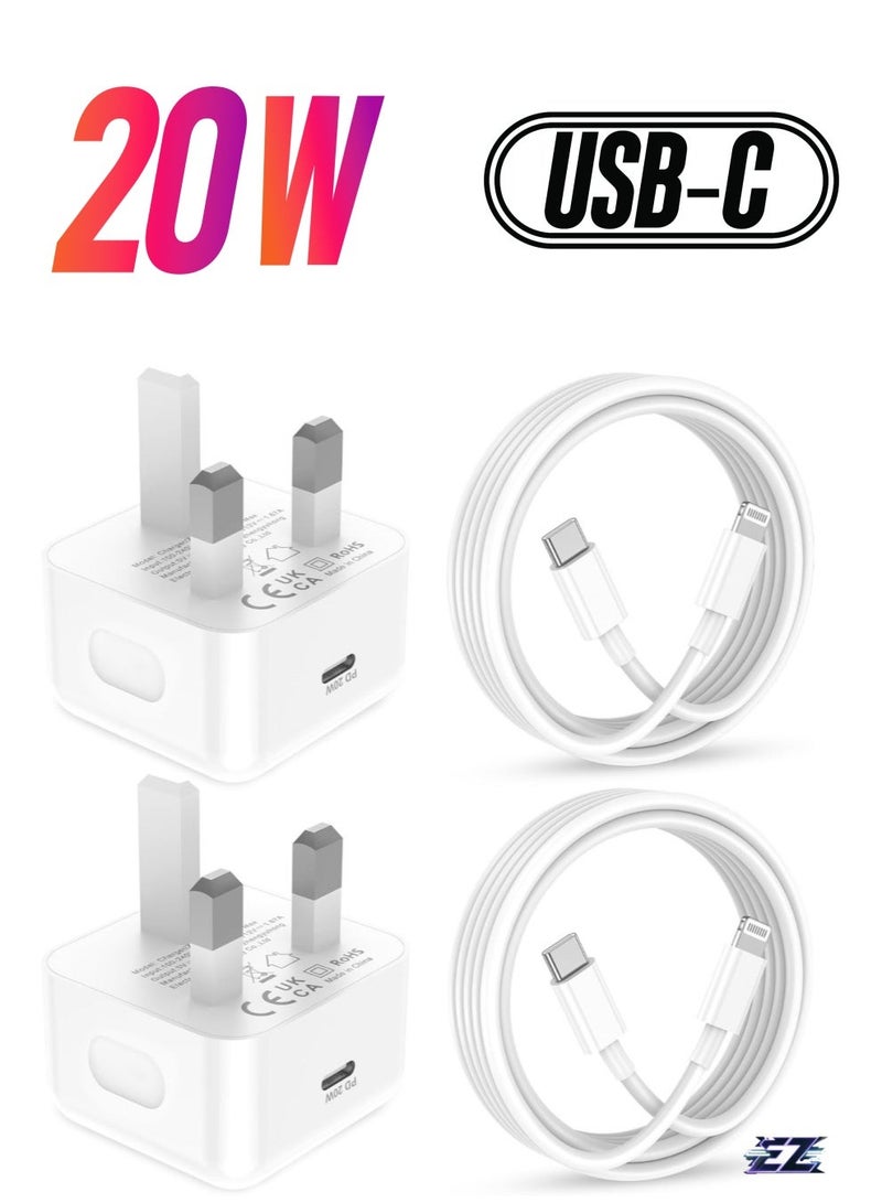 MUNTAQI كابل شحن سريع USB-C لجهاز iPhone مع قابس - عبوة 2 حزمة 2م USB-C إلى Lightning لشحن iPhone 14 Pro Max/Plus، 13، 12، 11 - Image 1