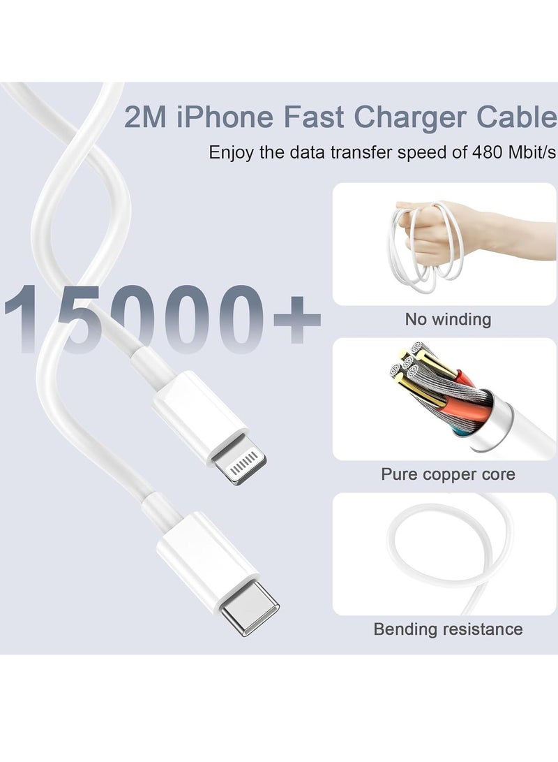 MUNTAQI كابل شحن سريع USB-C لجهاز iPhone مع قابس - عبوة 2 حزمة 2م USB-C إلى Lightning لشحن iPhone 14 Pro Max/Plus، 13، 12، 11 - Image 5
