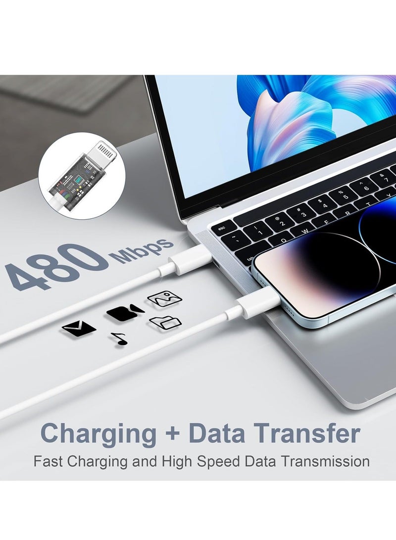 MUNTAQI كابل شحن سريع USB-C لجهاز iPhone مع قابس - عبوة 2 حزمة 2م USB-C إلى Lightning لشحن iPhone 14 Pro Max/Plus، 13، 12، 11 - Image 3