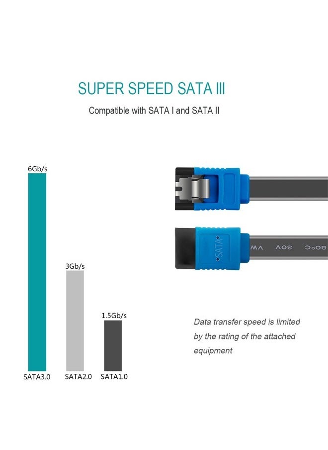 Taimi - 3 Pack SATA Cable III 6Gbps Straight HDD SDD Data Cable with Locking Latch 18 Inch Compatible for SATA HDD, SSD, CD Driver, CD Writer - Image 1
