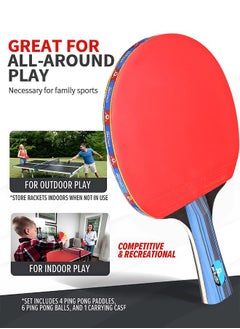 GROIC Ping Pong Paddles Set, High-Performance Table Tennis Sets with 1 Pair Premium Table Tennis Rackets, 3 PCs Ping Pong Balls and Storage Case Portable Ping Pong Set for Indoor& Outdoor Games  - Image 5