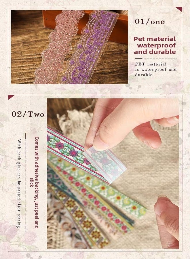 SAMVARDHAN Vintage Floral Sticker Strips 120pcs– Decorative Lace Ribbon Design Border Stickers for Journaling, Scrapbooking, DIY Crafts, Planner Decoration & Aesthetic Stationery, Pack of 6 - Image 4