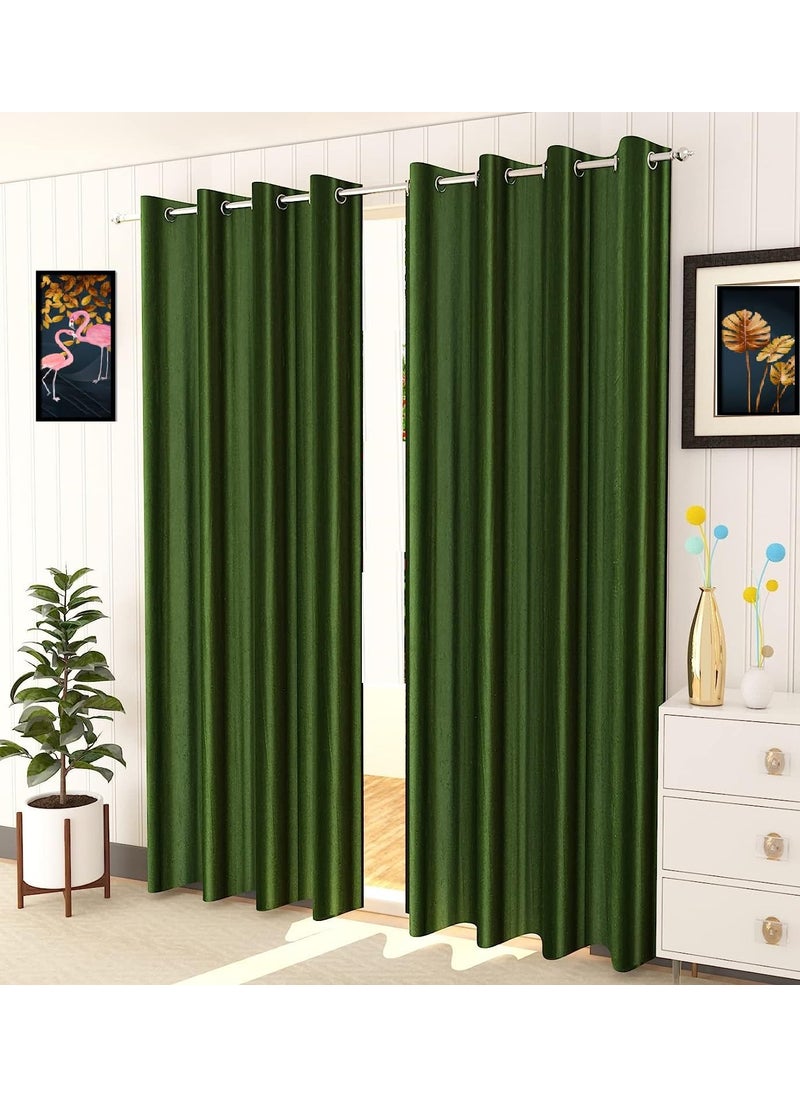 Photica Decor Photica Decor Set of 2 Piece Plain Solid Room Darkening Curtains for Window 5 feet Colour Mehndi Green  - Image 4