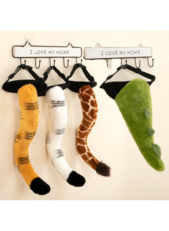 Simulation Tiger Tail Plush Doll Little Lion Dinosaur Giraffe Belt Toy Children's Gift Show Props-Specifications:25cm-Color:Giraffe Hairpin  - Image 5