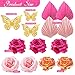 LEFUBABY Boho Cake Topper Flower Palm Leaves Cake Decorations for Bohemian Wedding Baby Shower Birthday Party Supplies Hot Pink - Image 2