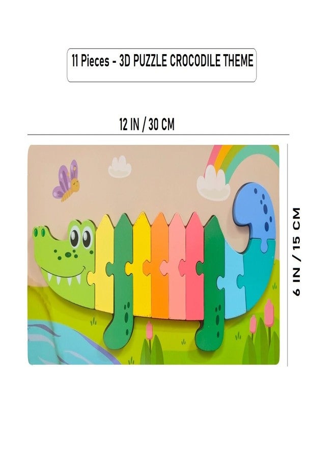 IndusBay® Pack of 2, Colorful Montessori Wooden 3D Jigsaw Puzzle Educational Gift Toys for Toddler Kids Boys and Girls, Animal Theme, Multicolor - Image 4