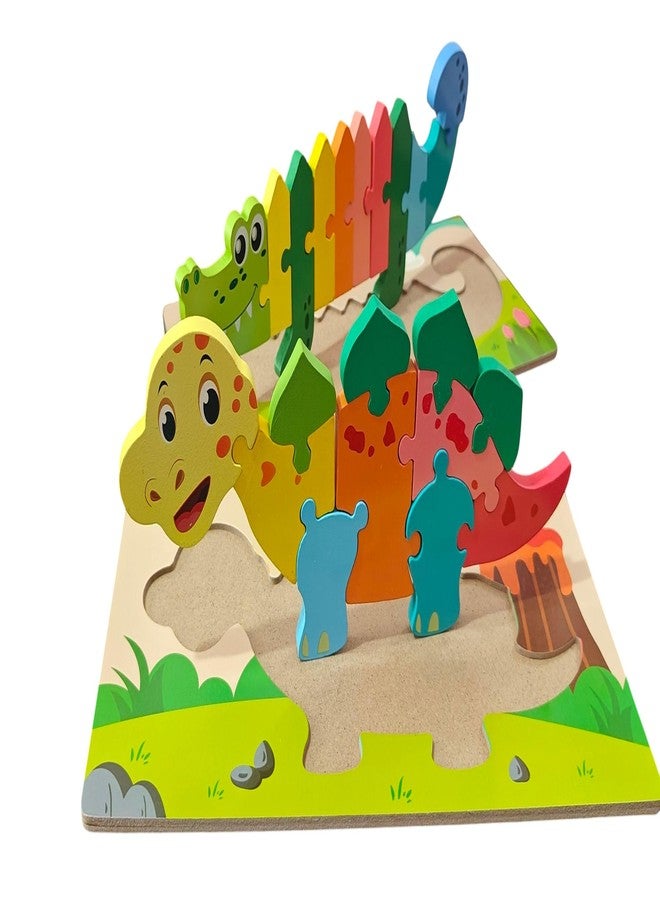 IndusBay® Pack of 2, Colorful Montessori Wooden 3D Jigsaw Puzzle Educational Gift Toys for Toddler Kids Boys and Girls, Animal Theme, Multicolor - Image 1