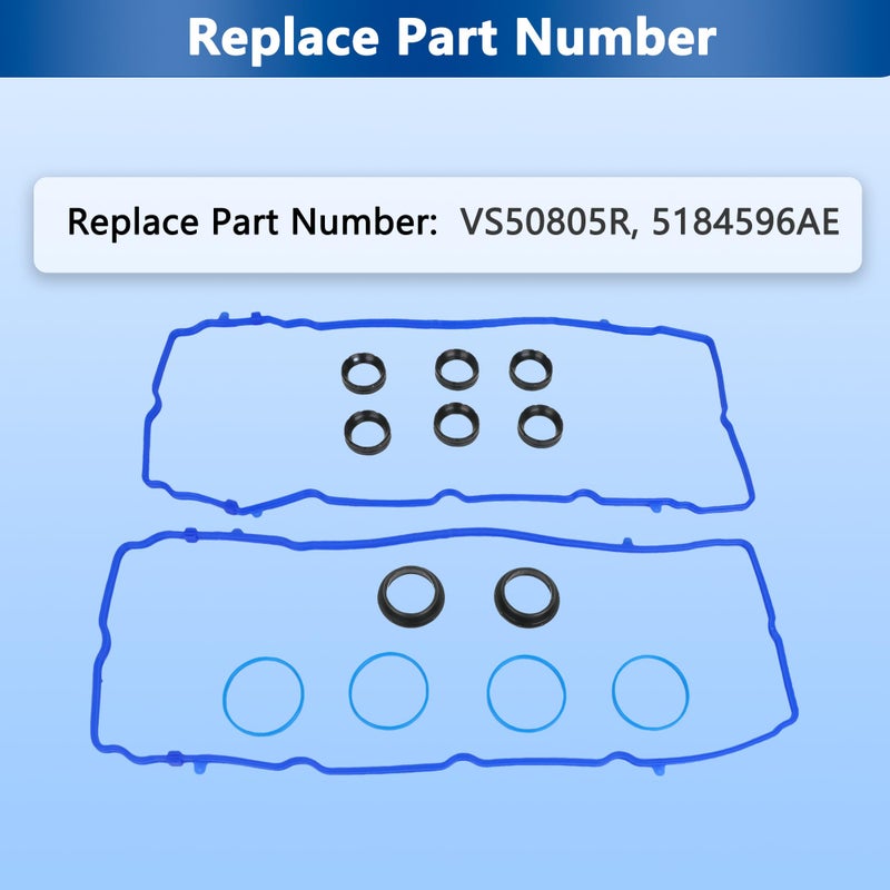 RICHWEI VS50805R Engine Valve Cover Gasket Set for 2011-2020 Dodge Jeep Chrysler Ram Challenger Charger Journey Durango Wrangler Town and Country 200 300 1500 Grand Caravan Avenger Cherokee ProMaster 3.2 3.6 - Image 3